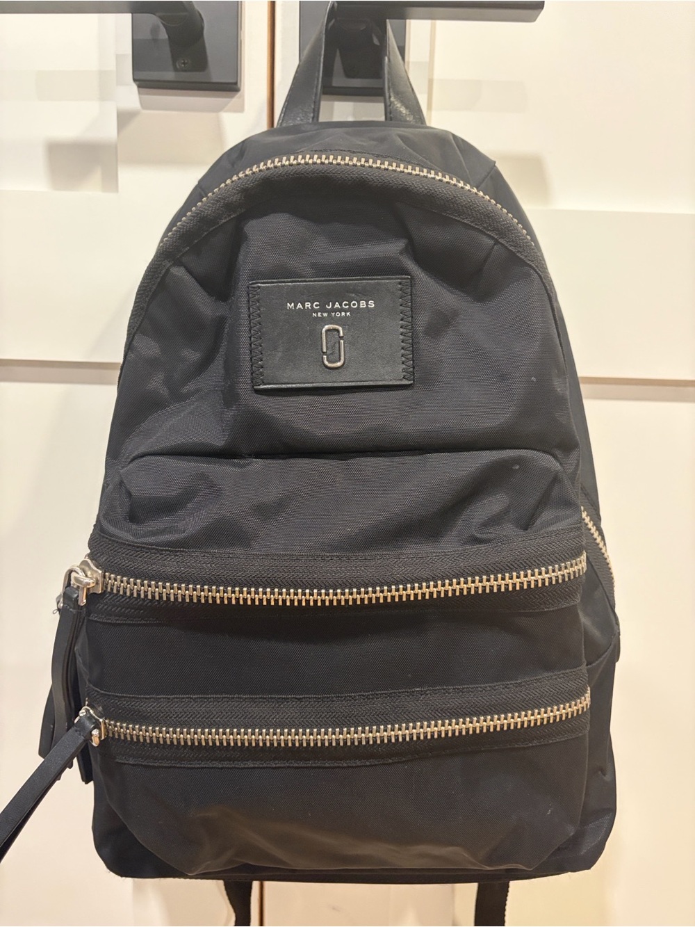 Marc Jacobs Black Nylon Backpack with Gold Zippers